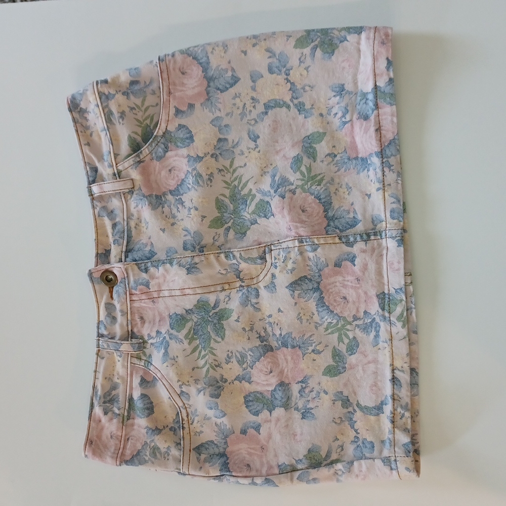 Floral denim mini skirt small lucca couture